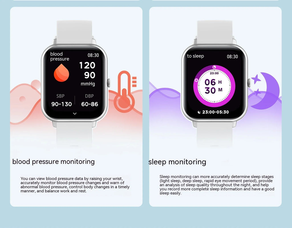 Black smart watch with heart rate monitor on wrist, showing TFT touchscreen displaying step count.