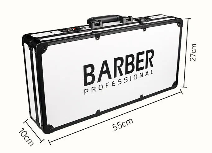 Black PVC hair tools storage suitcase with password lock and metal reinforced corners
