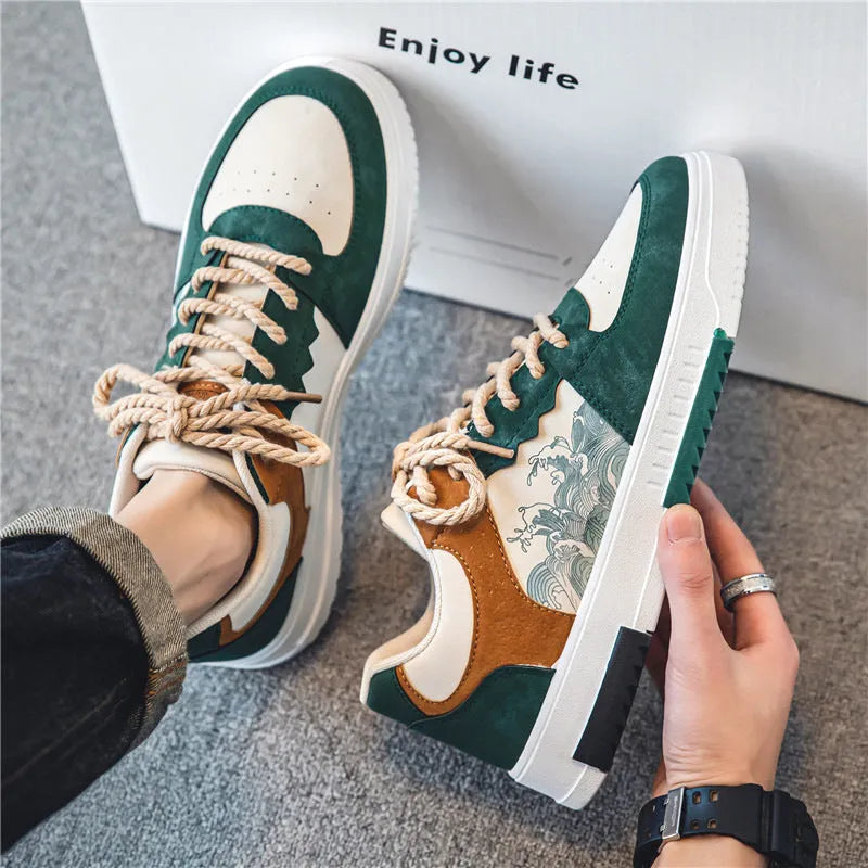 Men's casual leather shoes in solid colour blue with artificial PU upper, side view