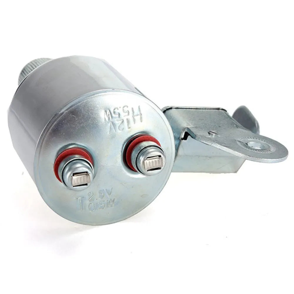 Silver bicycle dynamo generator light modification kit with wiring for headlight and tail light connections.