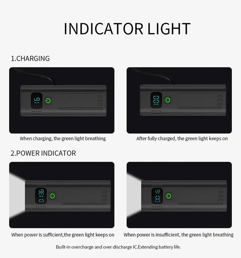 Black KX12DF digital display bicycle headlight with aluminium body mounted on bike handlebars via quick-release bracket.