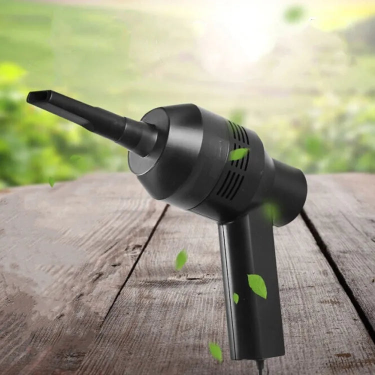 Black desktop mini vacuum cleaner with USB cable for computer keyboard dust removal