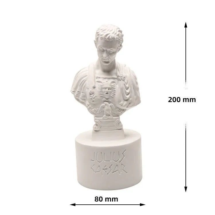 White synthetic resin pen holder with American character sculpture design for holding pens on a desk.
