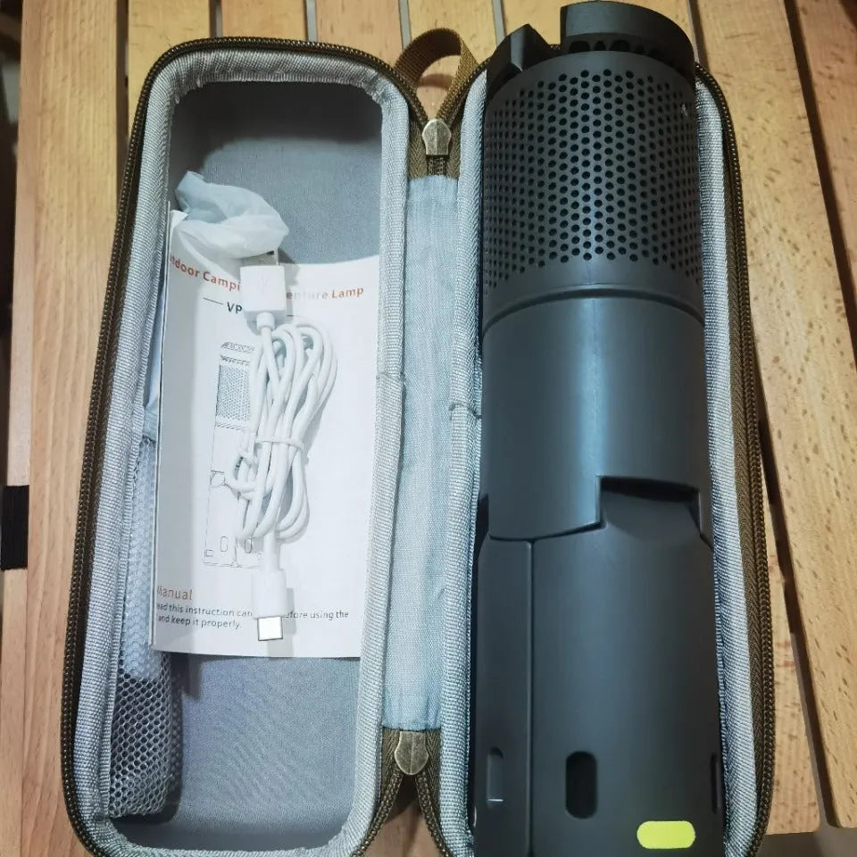 Outdoor camping portable LED light in off-white and dark grey colour options