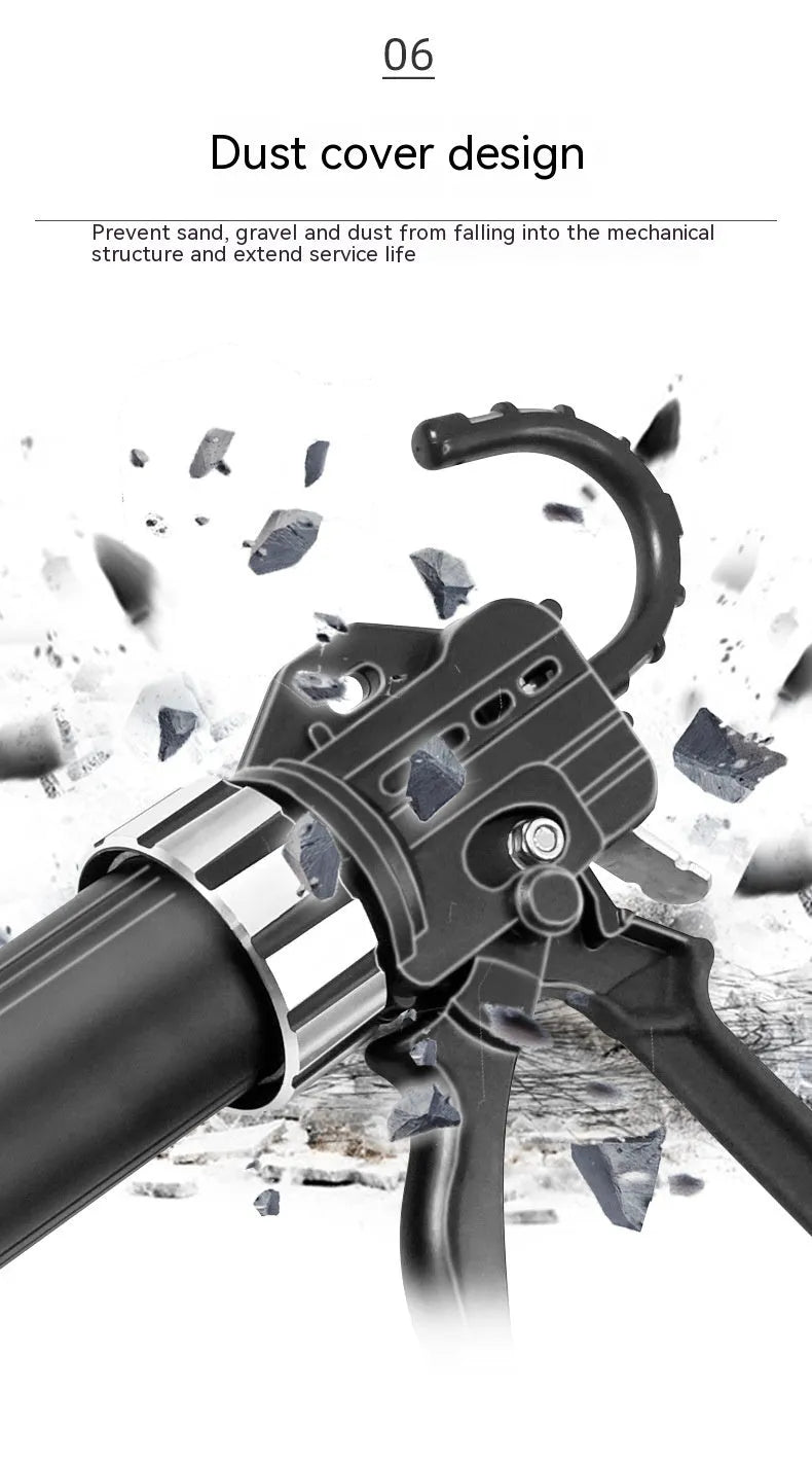 Aluminium alloy manual glue gun with 13 bearing structure for sealant application.