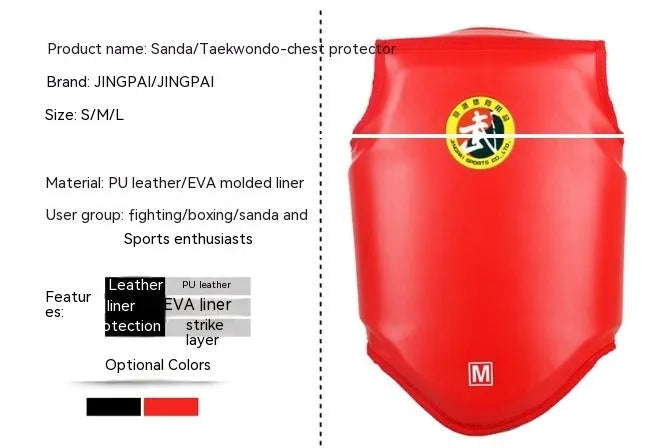 Red adult boxing helmet on a white background, showing one-piece PU construction.