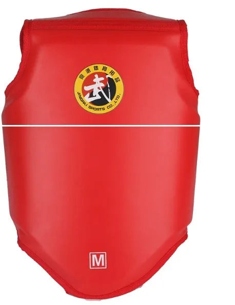 Red adult boxing helmet on a white background, showing one-piece PU construction.
