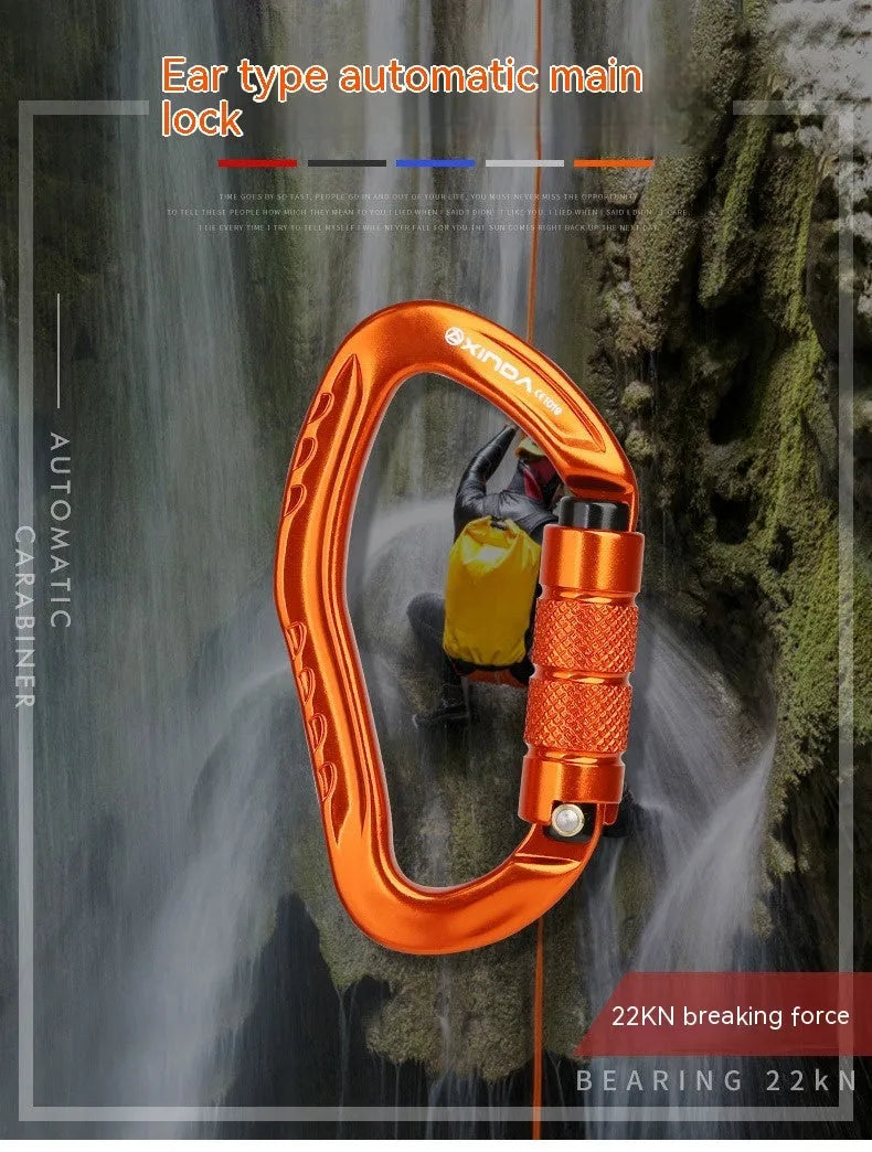 Automatic master lock climbing carabiner in multiple colour options for rock climbing equipment