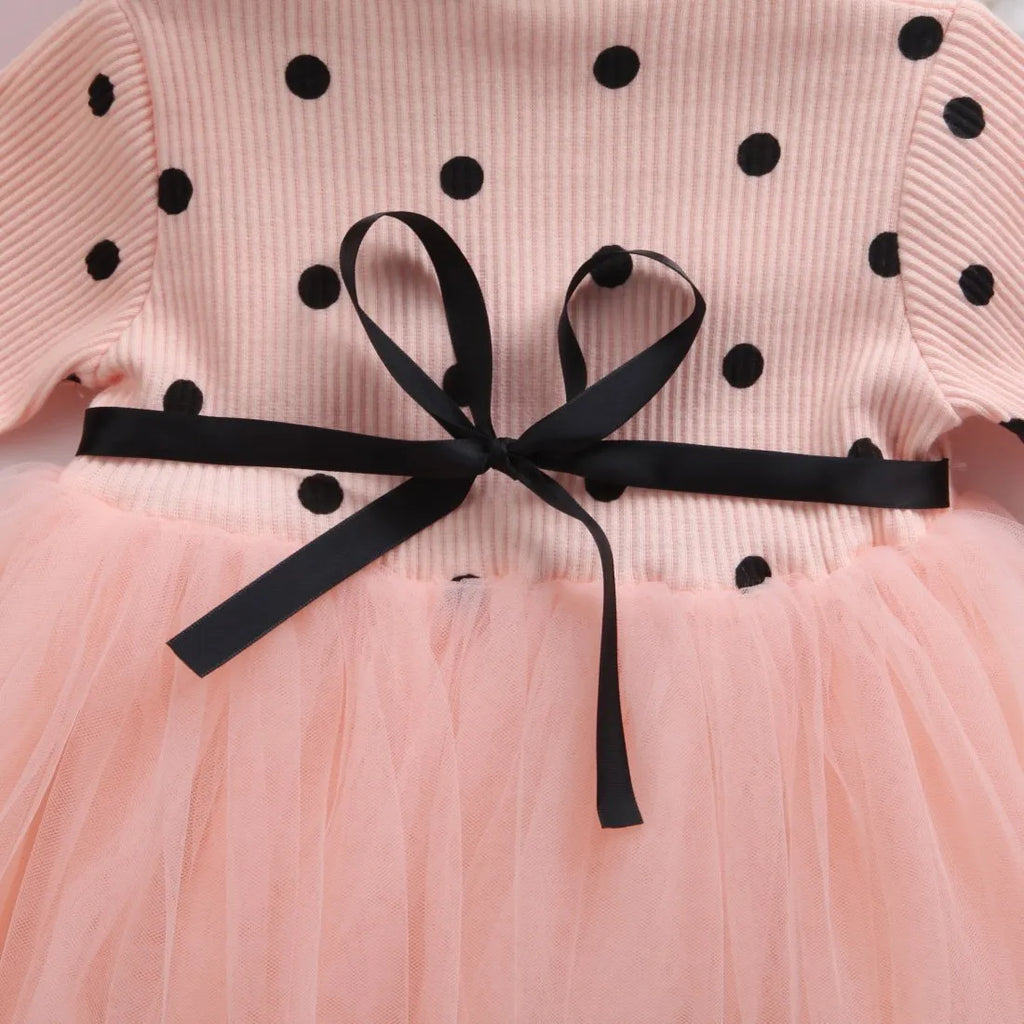 Baby girls long sleeve lace tutu dress in black, pink or white for christenings and birthdays