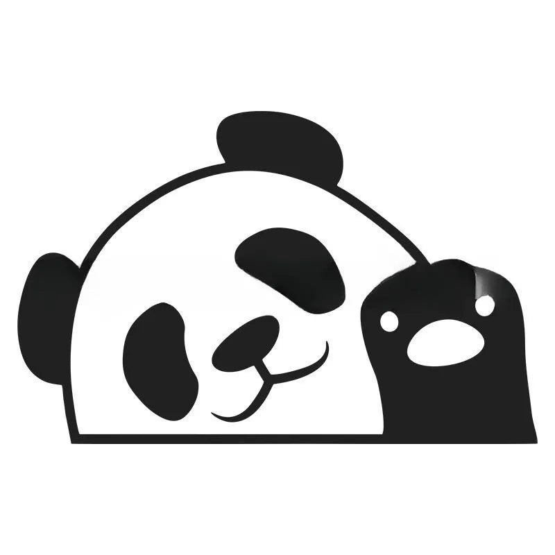 Peeking Panda design vinyl car sticker in black, white, and laser-effect colour options