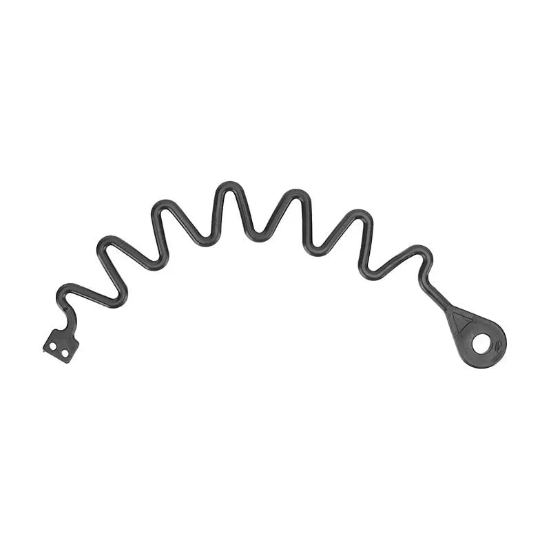 Black rubber fuel cap tether for Volvo vehicles, showing circle band and separate rope design options.