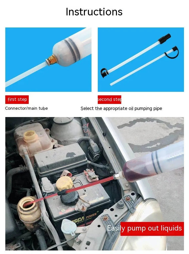 Manual oil change pump tool with syringe-style barrel for precise fluid transfer