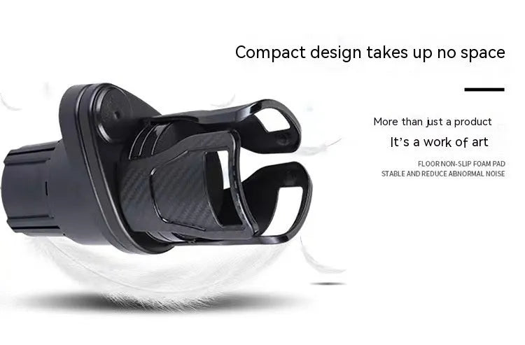 Double-layer rotating car cup holder with black ribbon sponge box showing top and bottom storage sections