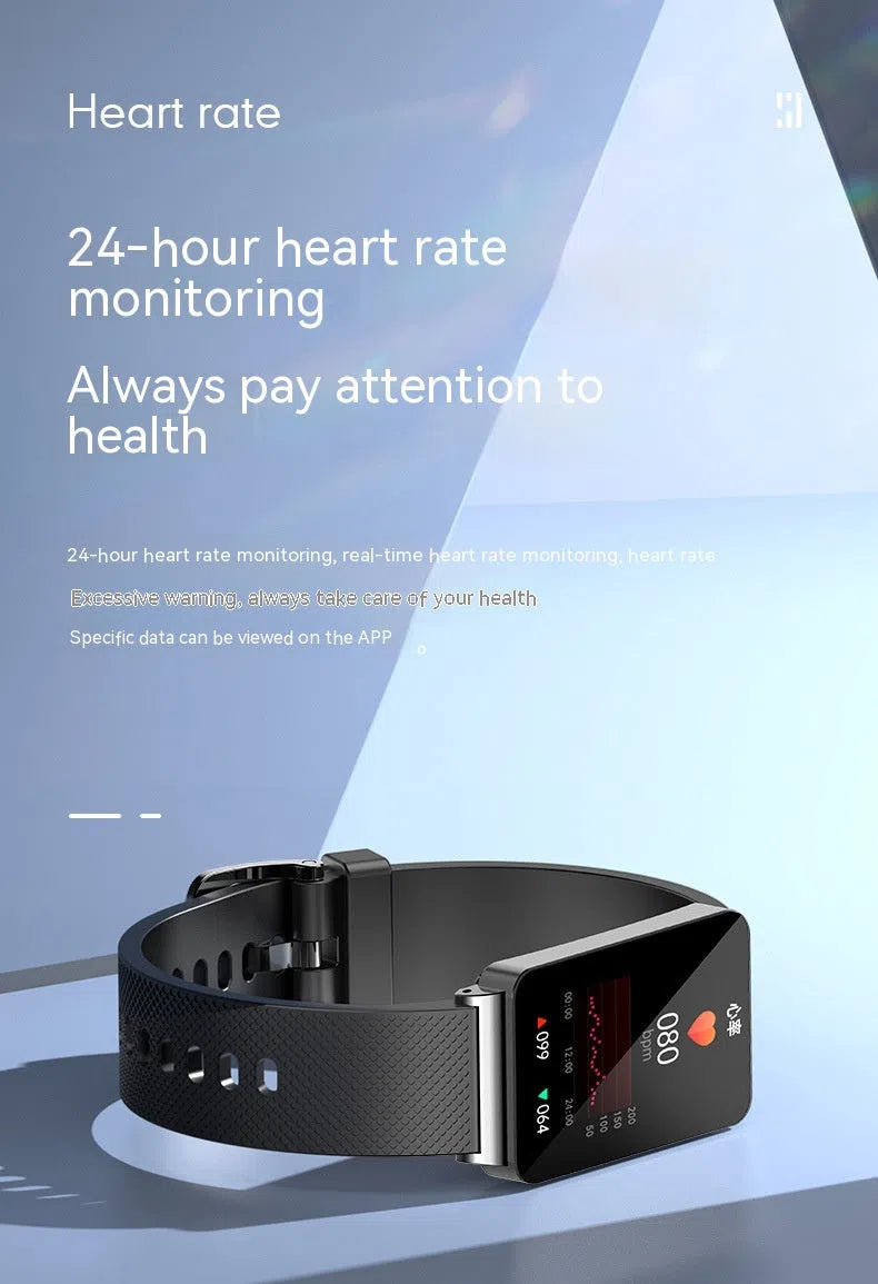 Smart watch with blood oxygen and sleep monitoring on silicone band, IPS screen, available in silver network silicone