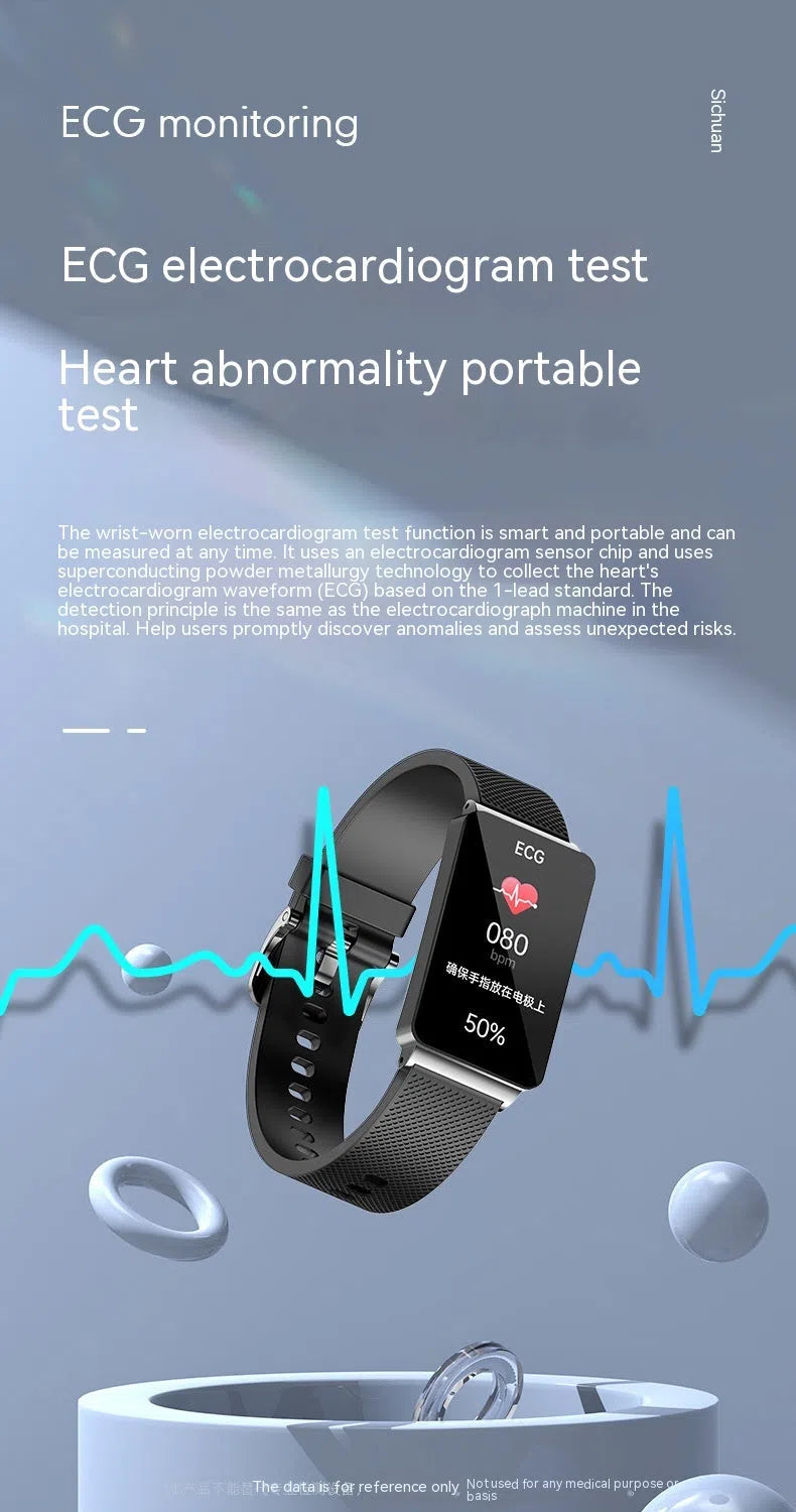 Smart watch with blood oxygen and sleep monitoring on silicone band, IPS screen, available in silver network silicone