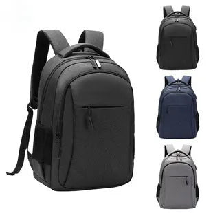 Men's large capacity Oxford cloth backpack in solid colour with sewing thread details, fits 17 inch laptop