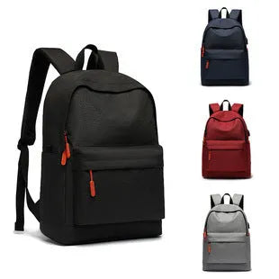 Men's large capacity Oxford cloth backpack in solid colour with sewing thread details, fits 17 inch laptop