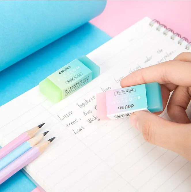 Cute translucent rubber eraser with soft edges, 4.8 cm long, for school pencil use