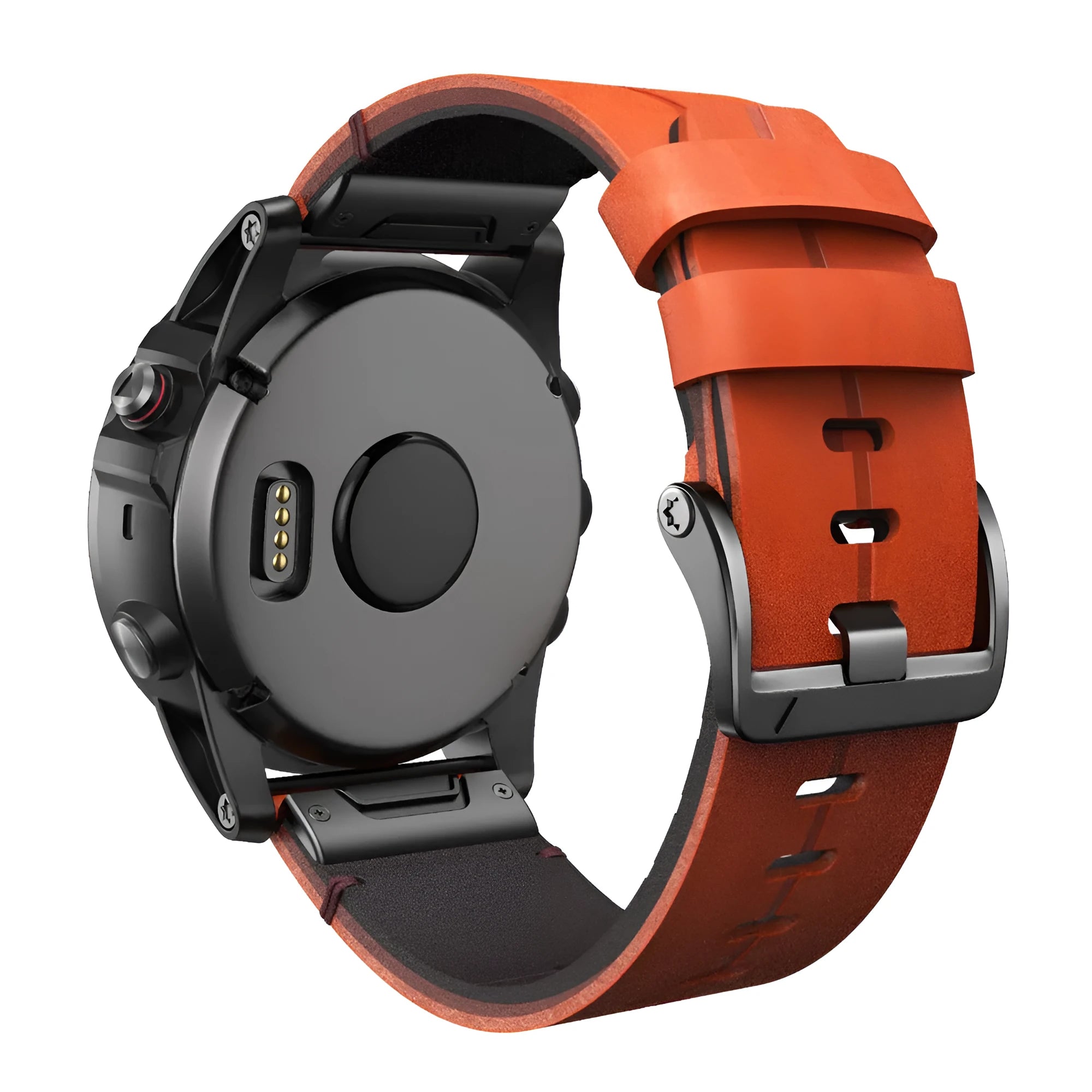 Quick release leather watch strap for Garmin, 22mm width, black colour, business style
