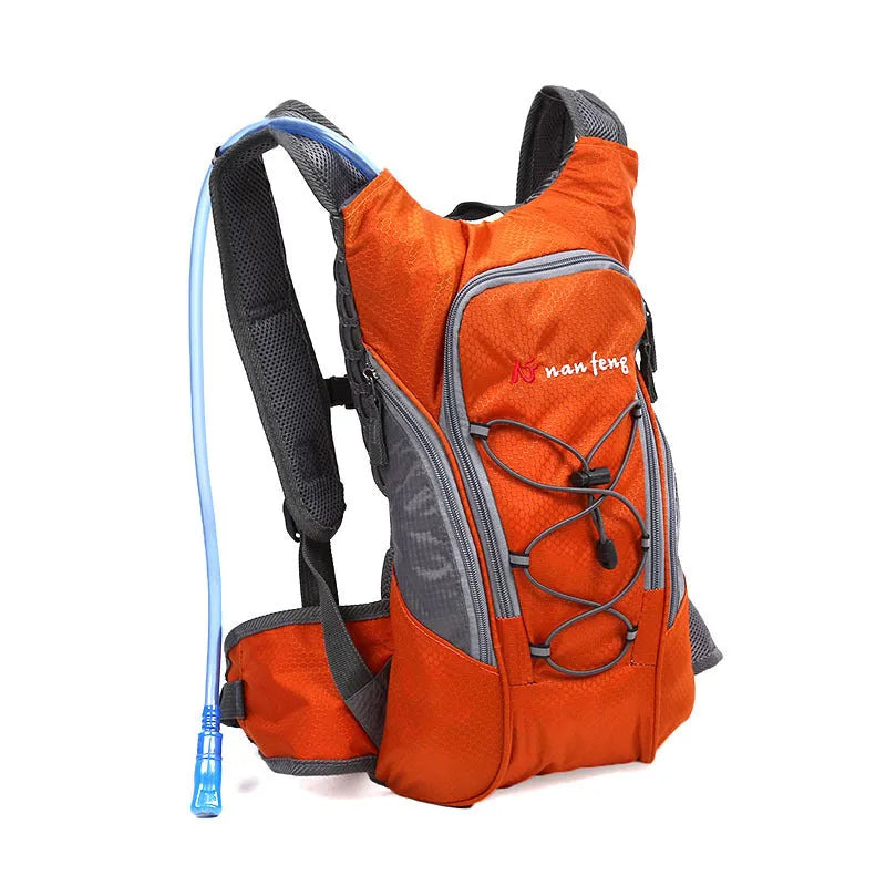 Sports outdoor bag with 10L capacity in black, blue, and orange, made from polyester, for bicycle riding and hiking