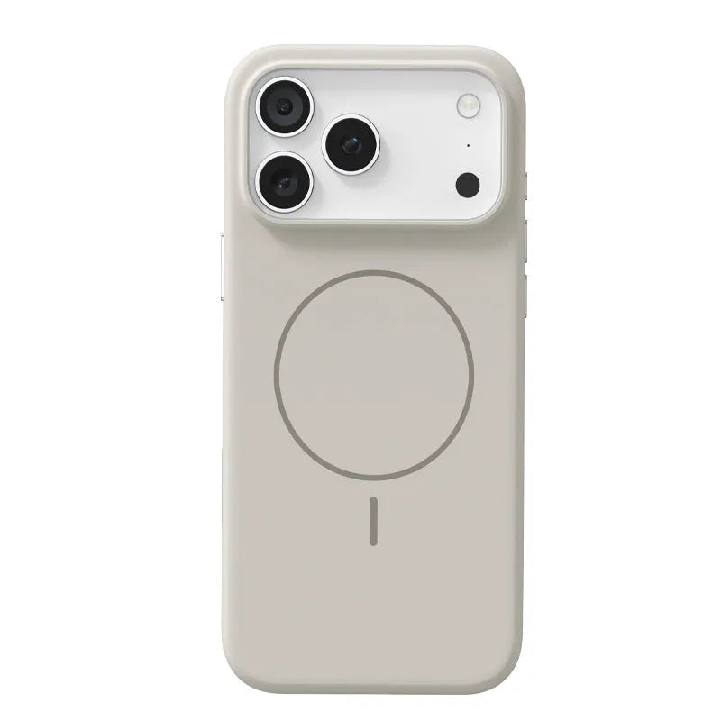 Black frosted magnetic protective phone case for iPhone 17 Pro Max with visible camera button cover.