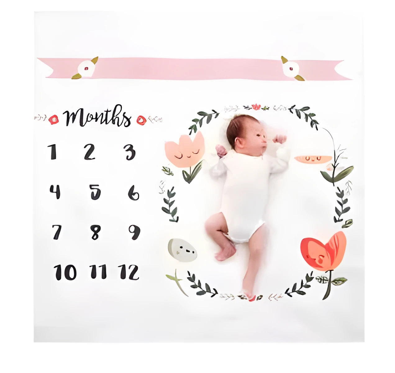 White square baby blanket measuring 100 by 100 centimetres made from polyester cotton fabric