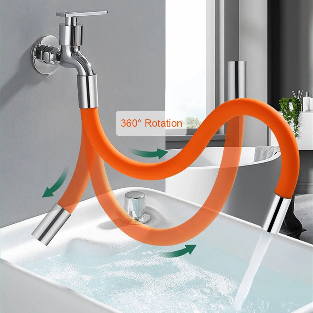 Faucet extension extender with 360 degree rotation, stainless steel, black finish, 20cm length