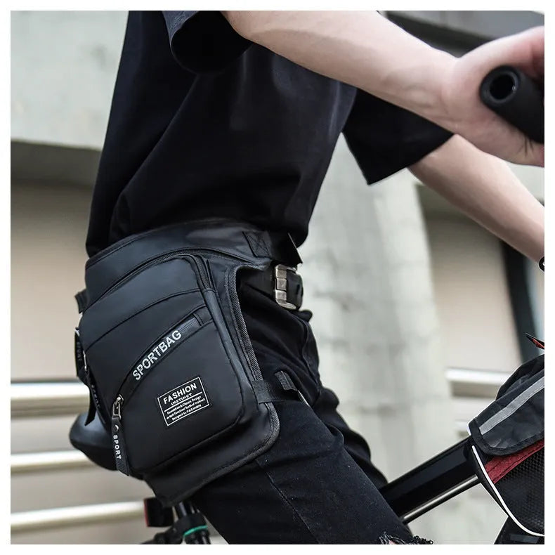 Men's outdoor cycling leg bag in nylon with waterproof anti-theft features