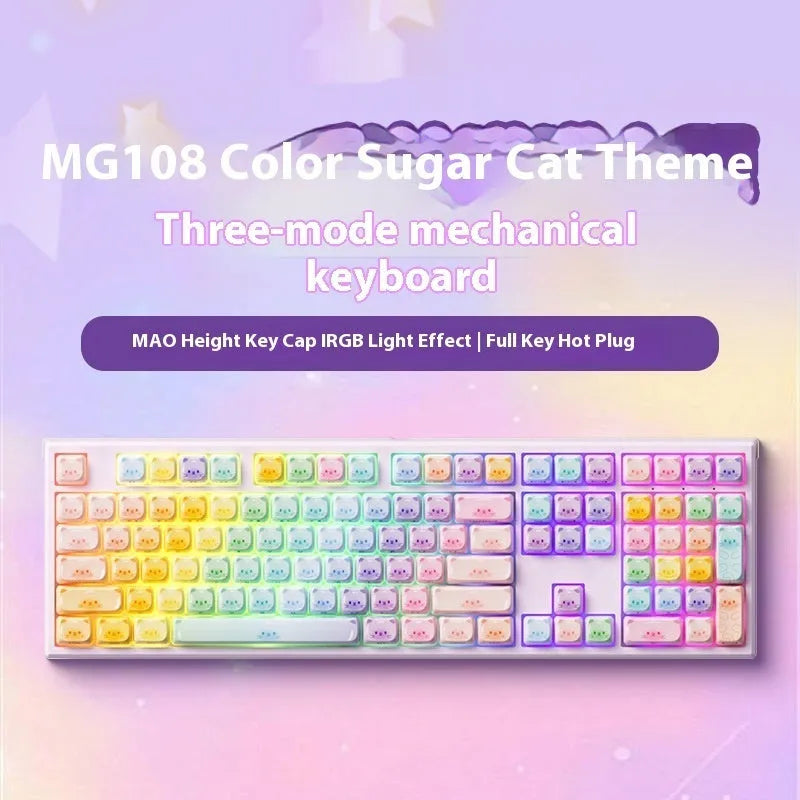 MG108B colour sugar cat three model-piano shaft Bluetooth mechanical keyboard in colour candy cat styling