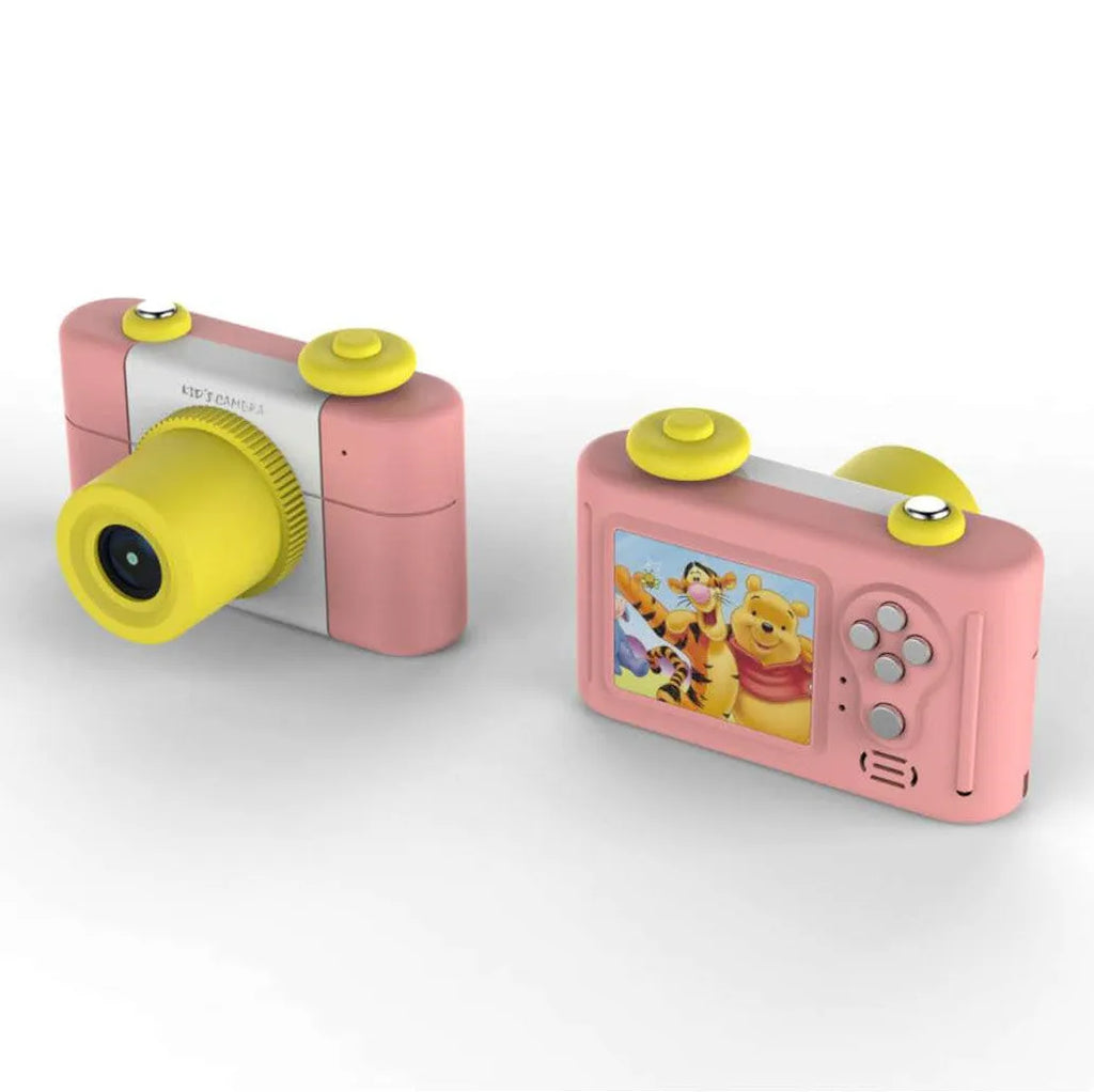 Blue GIMON children's digital camera with 1.5-inch screen, shown next to a pink version.