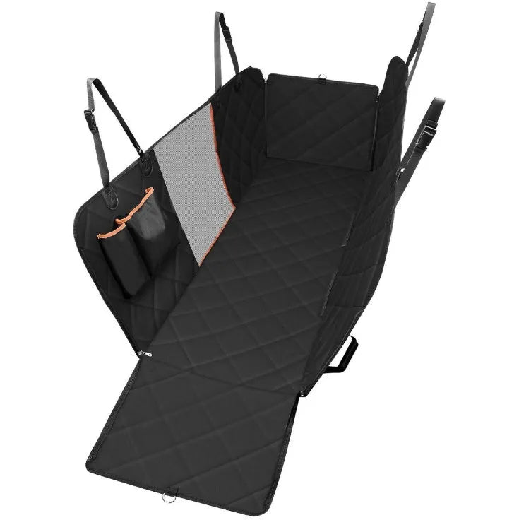 Dog car seat cover with mesh view window, 600D Oxford waterproof hammock protector on rear back seat