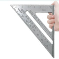 Aluminium alloy woodworking measuring square ruler showing 90-degree angle measurement markings