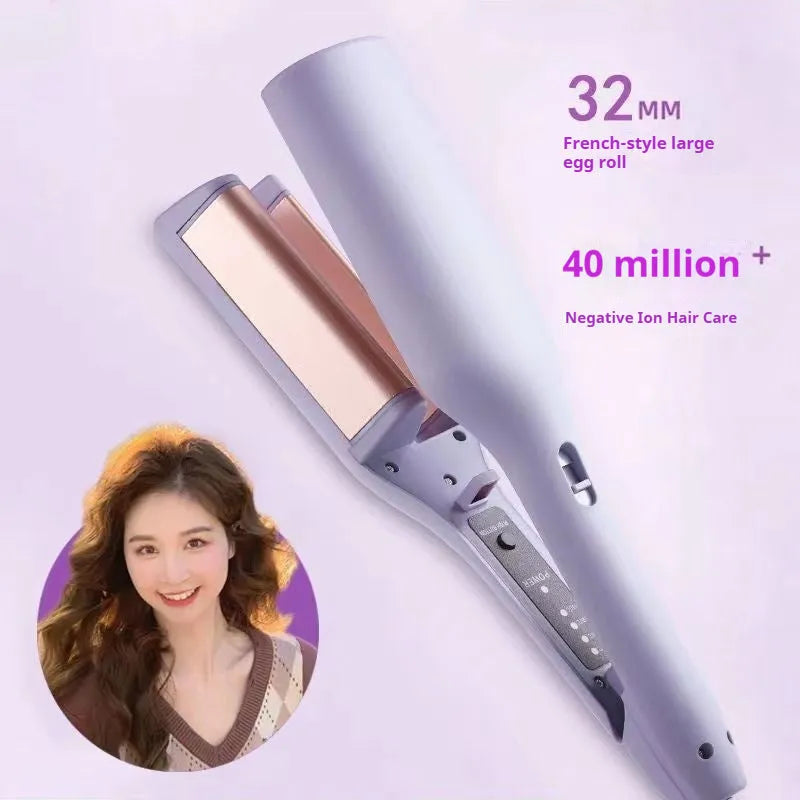 Egg hair curler water ripple large roll wave splint negative ion curling iron in pink wired 40W