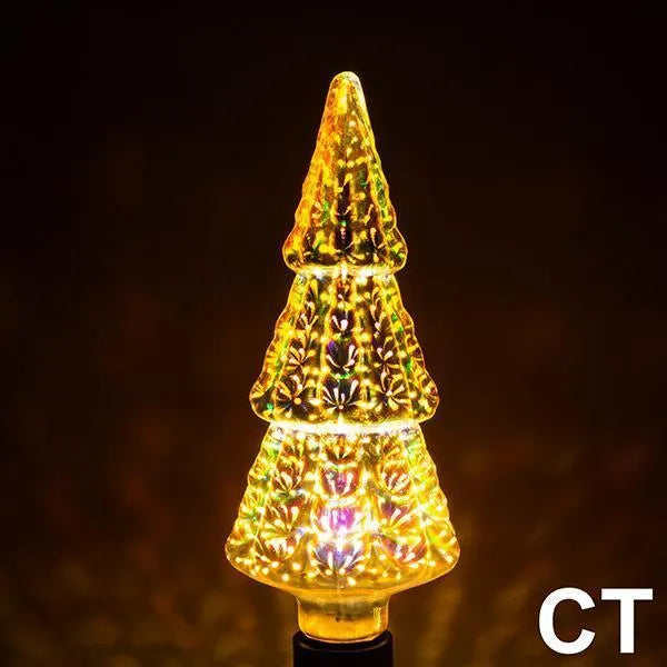 LED decorative light bulb with 3D firework projection effect and E27 screw base.