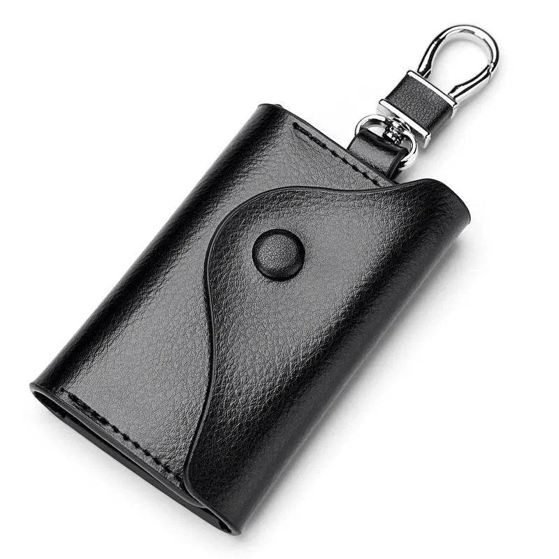 Men's genuine leather keychain card holder in square vertical design with key organisation system