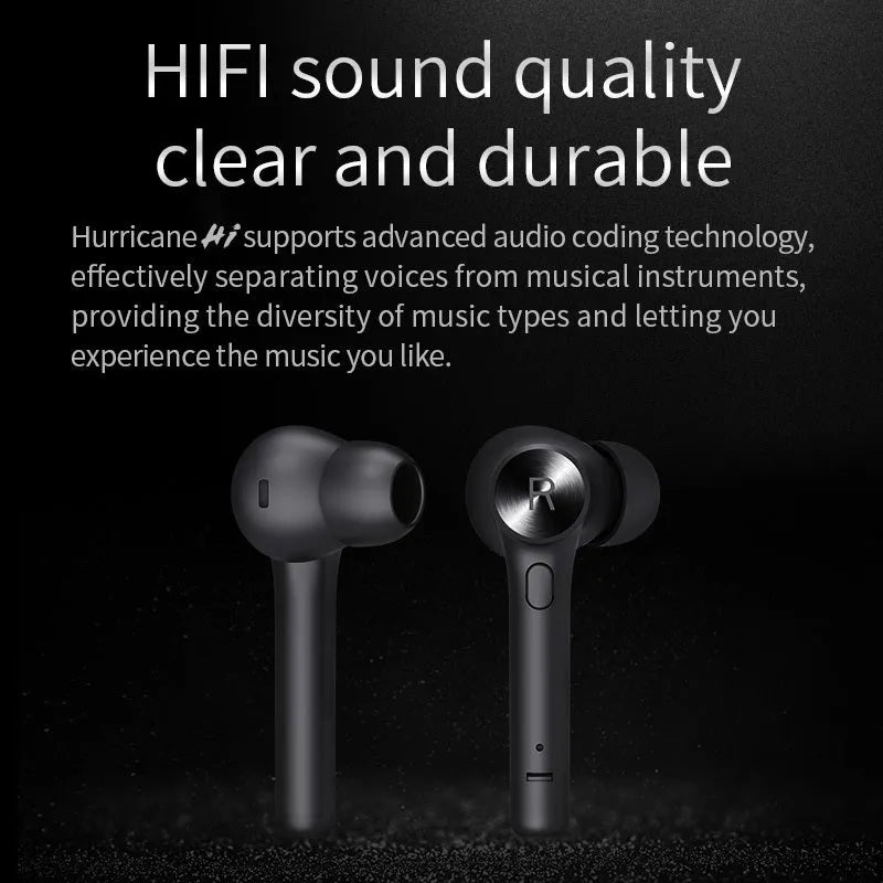 Black TWS Bluetooth headset with compact dimensions of 60mm by 67.5mm
