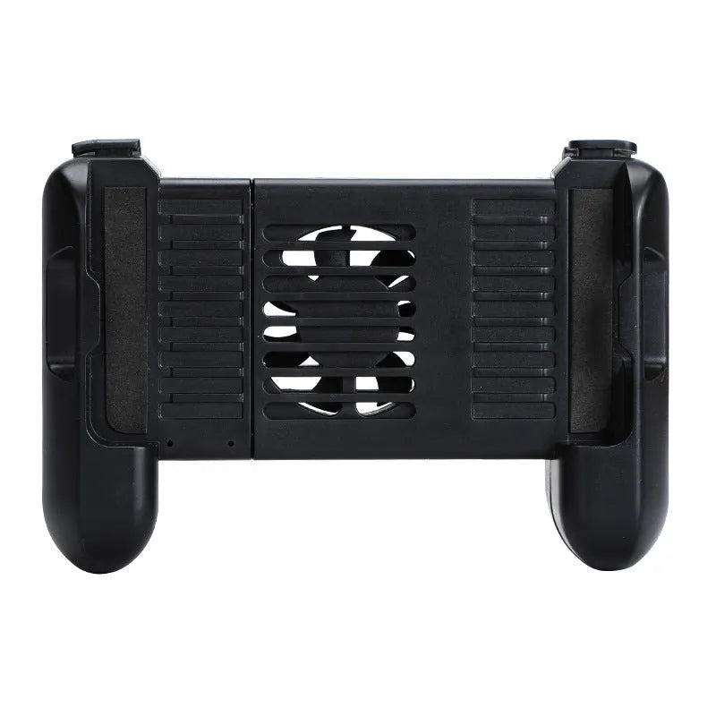Black Bluetooth gaming controller for Apple iPhone on a table.