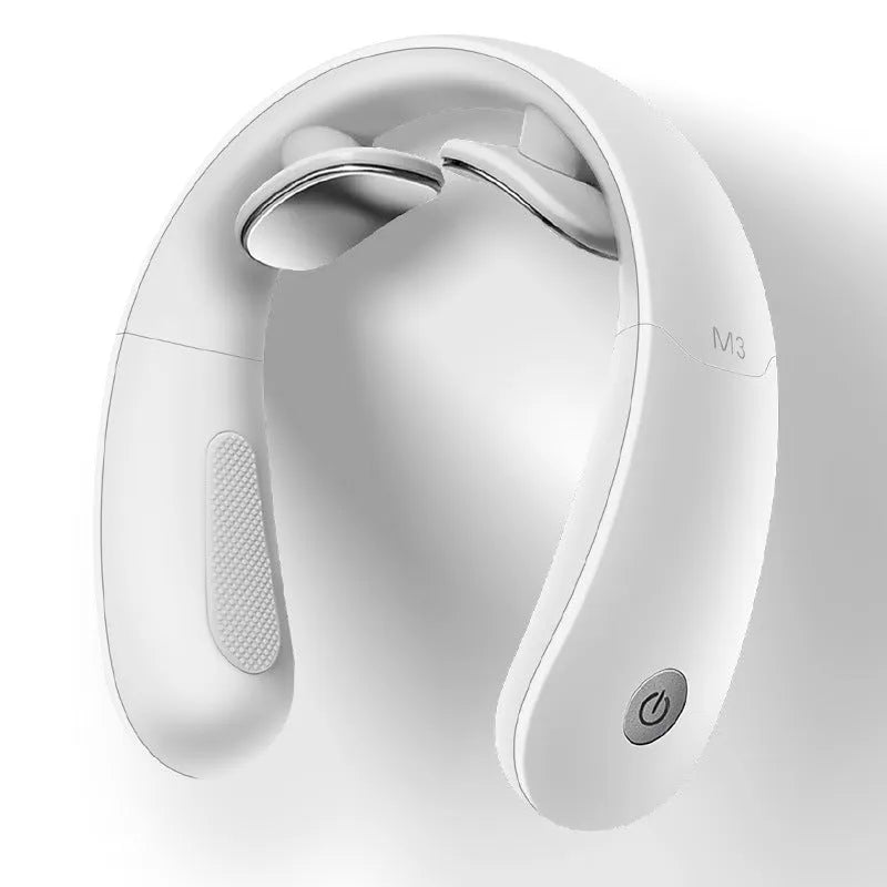M3 neck massager in white with charging remote control