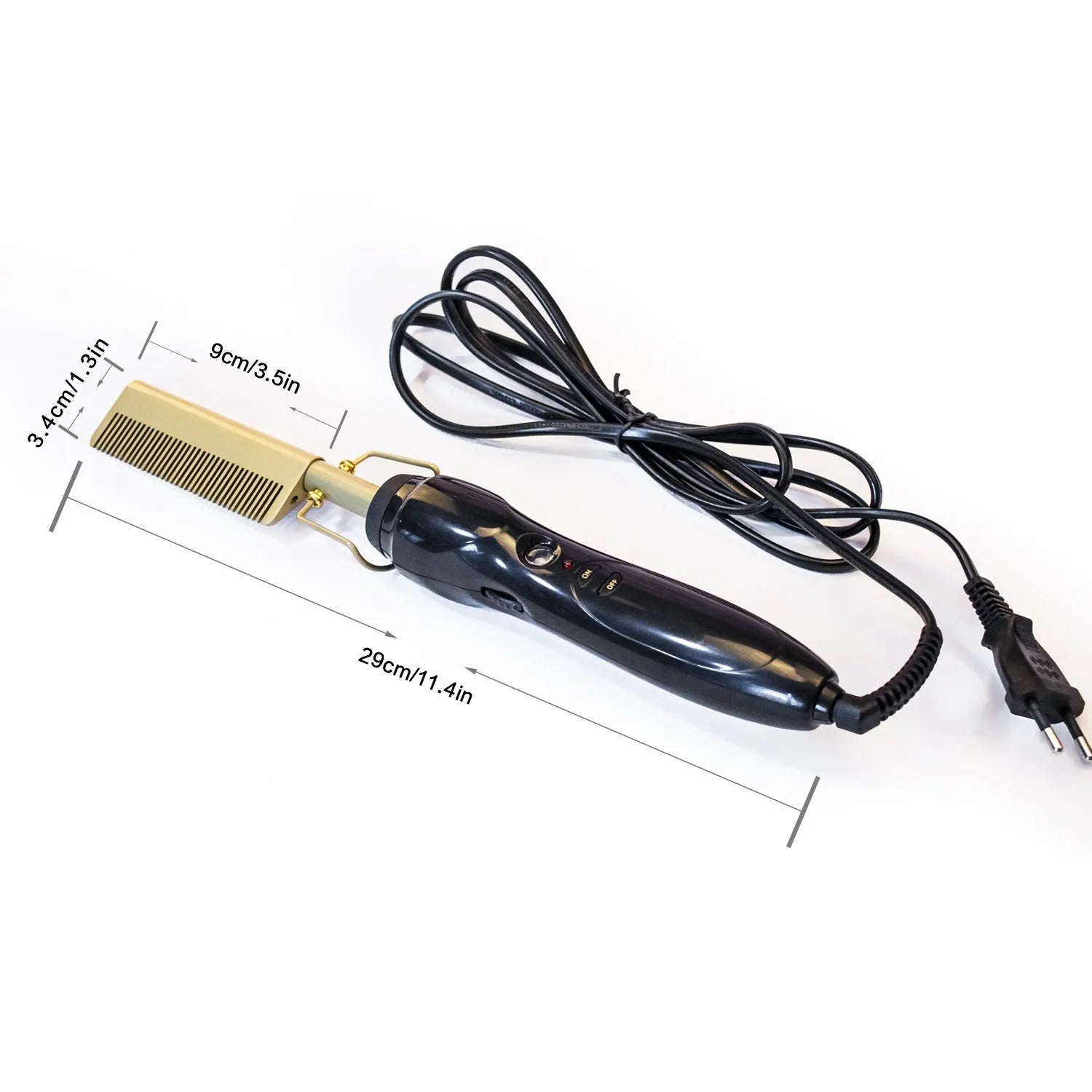 Multifunctional gold ceramic hair comb with 21-30mm thermal conductor and temperature control dial