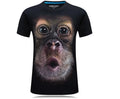 Men's short sleeve 3D gorilla print cotton t-shirt in black, straight fit, size M