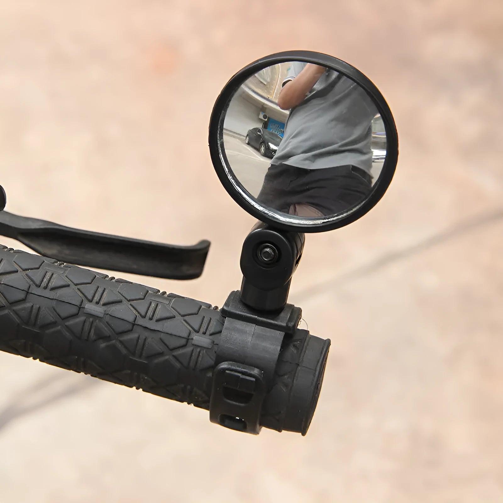 Mountain bike bicycle rearview mirror with 360-degree rotation and adjustable belt for handlebars 15-35mm diameter
