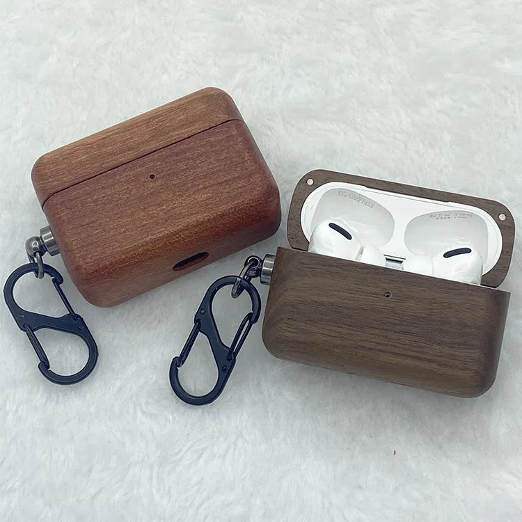 Wooden earphone shell back cover for AirPods Pro and AirPods 3 generation in natural wood finish