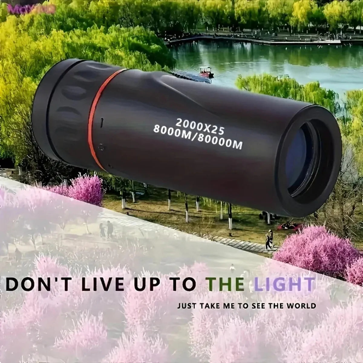Black monocular telescope with mobile phone holder attachment for outdoor viewing