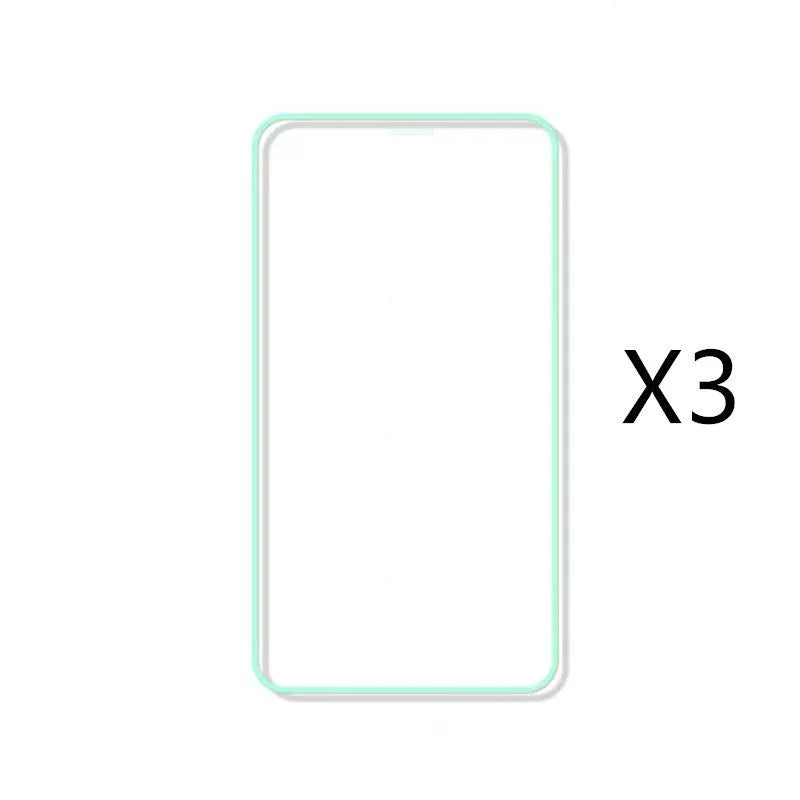 Luminous tempered glass screen protector for iPhone with glowing edges in dark setting