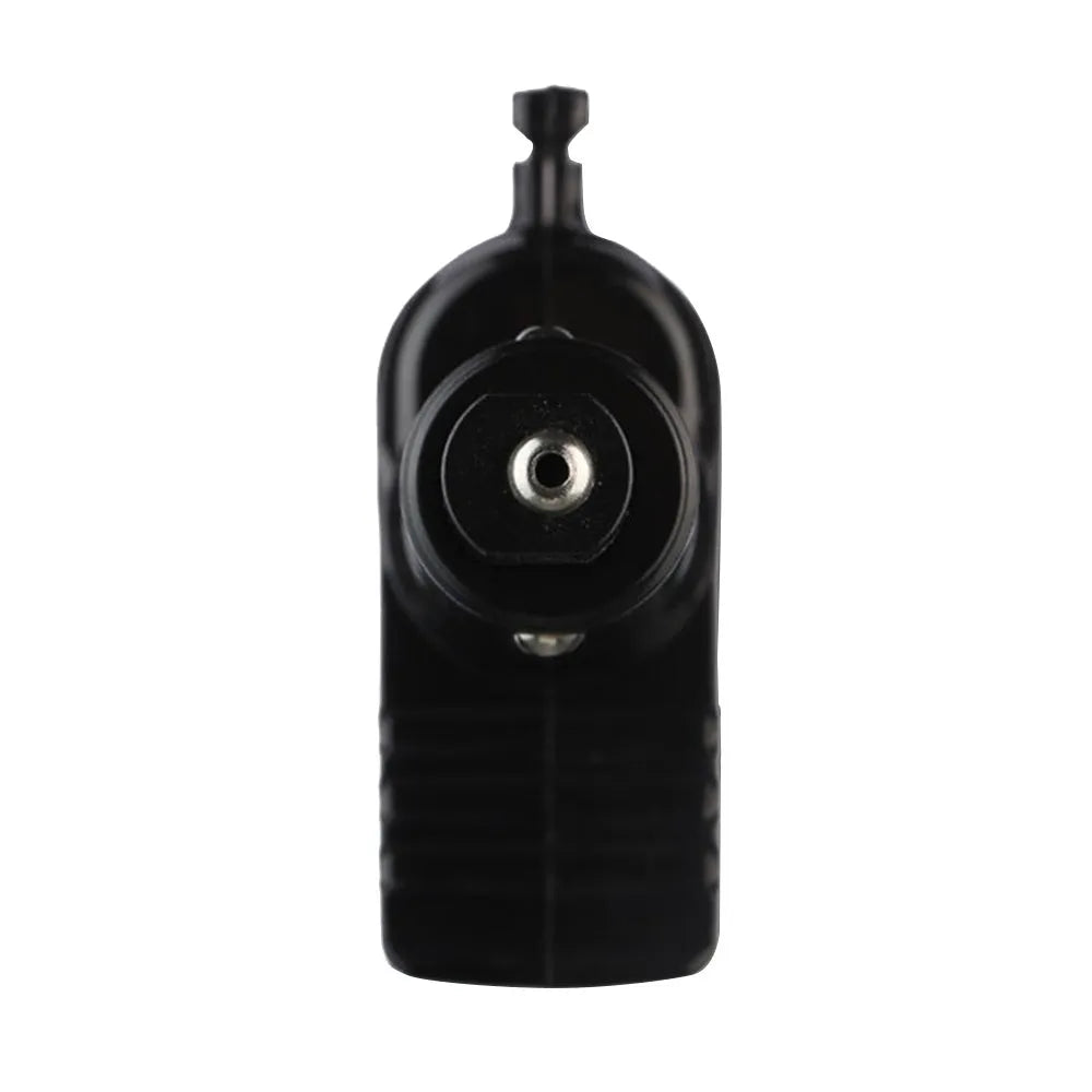Black car safety hammer with seatbelt cutter and steel window-breaking tip on a light background