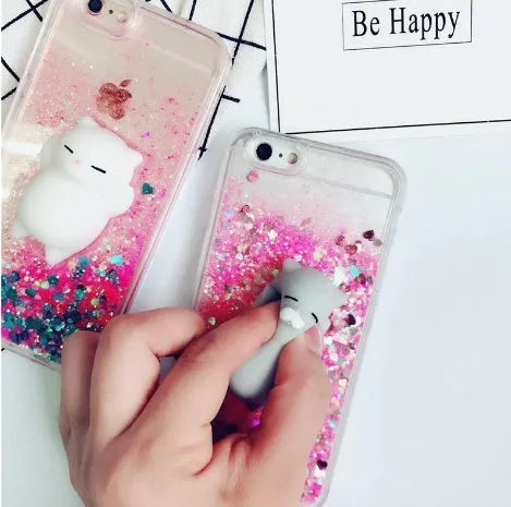 Set of four glittery cat-themed phone cases for iPhone models 6 through to X.