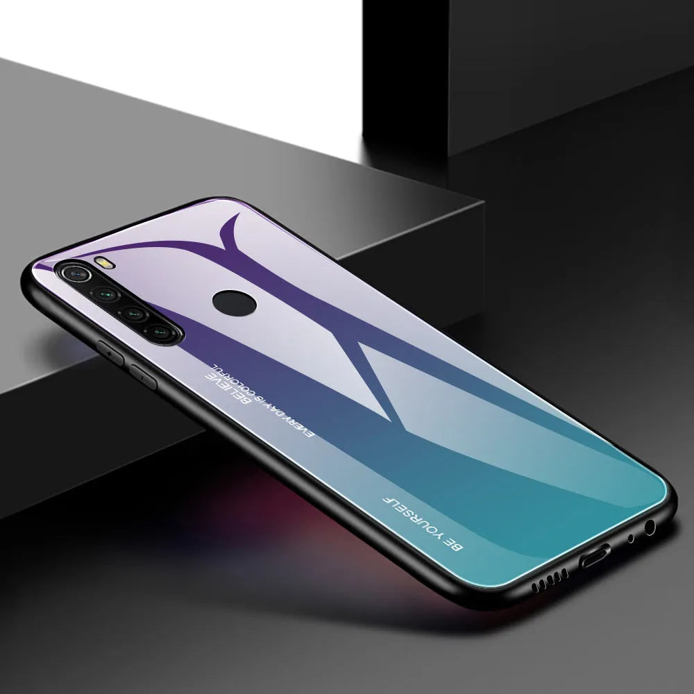 Gradient 6A glass all-inclusive phone case for VIVO X27 in solid colour injection moulded design