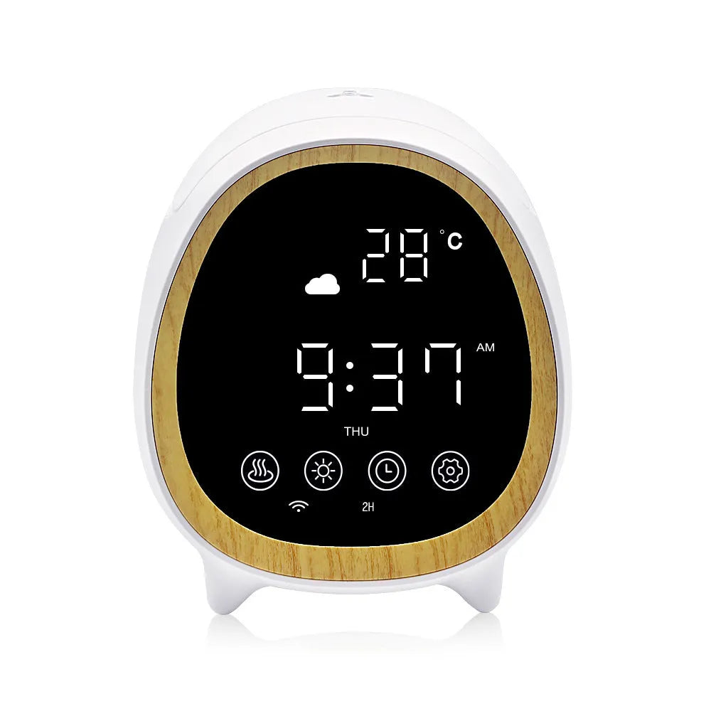 Black round smart WiFi aroma diffuser and humidifier with air purification function.