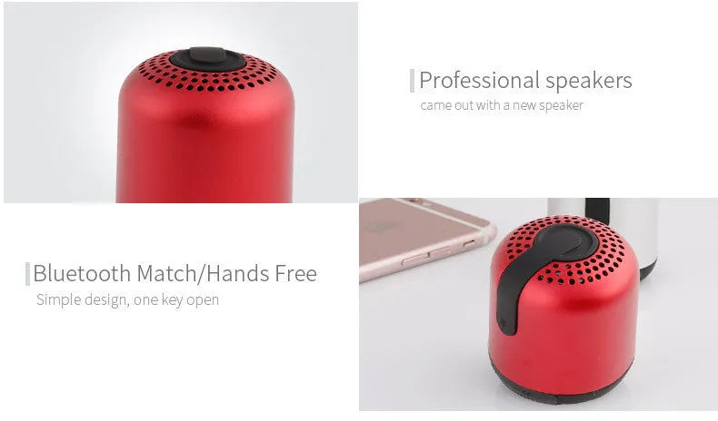 Hieha XQ11 cylindrical portable Bluetooth speaker in silver colour on a table.