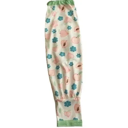 A pair of printed viscose oversleeve gloves in a floral pattern, showcasing sun protection for arms.
